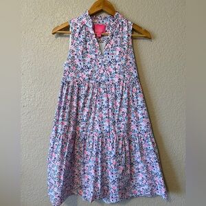 Lilly Pulitzer Pink and Blue Floral Dress with Pockets XXS